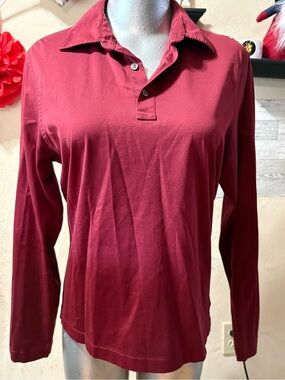 Banana Republic Long-Sleeve Button-Down Polo in Burgundy